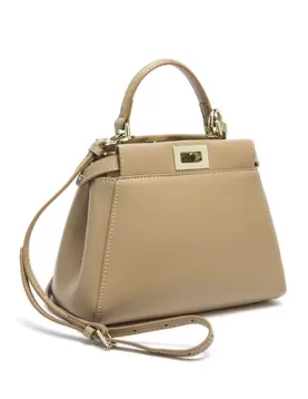 Carrie Smooth Leather Mini Bag Beige