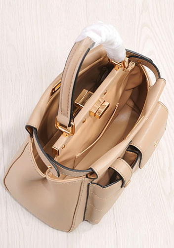 Carrie Leather Bag With Pocket Beige