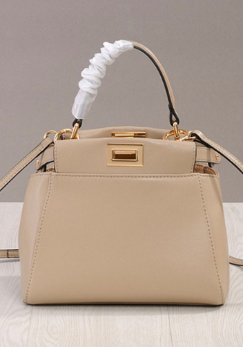 Carrie Leather Bag With Pocket Beige