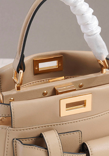 Carrie Leather Bag With Pocket Beige