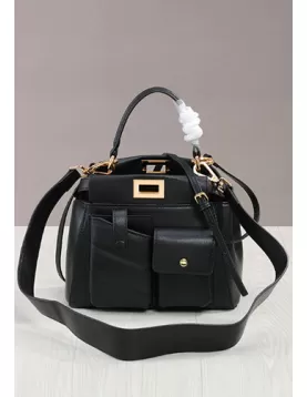 Carrie Leather Bag With Pocket Black