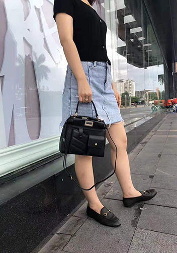 Carrie Leather Bag With Pocket Black