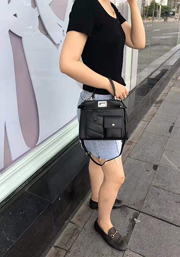 Carrie Leather Bag With Pocket Black