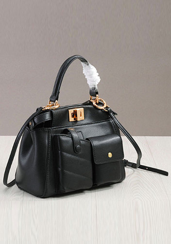 Carrie Leather Bag With Pocket Black