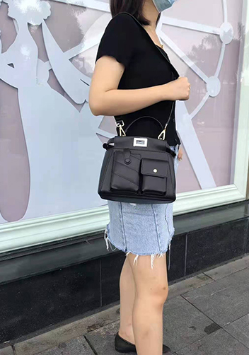Carrie Leather Bag With Pocket Black