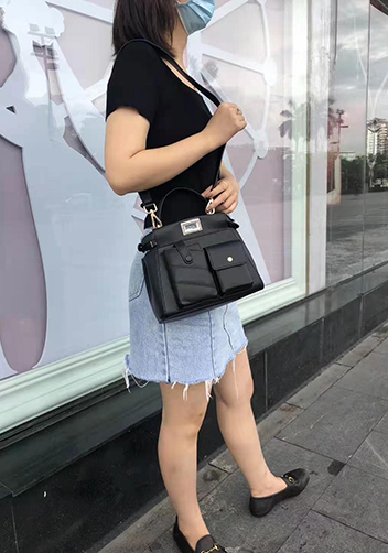 Carrie Leather Bag With Pocket Black