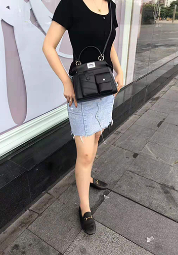 Carrie Leather Bag With Pocket Black