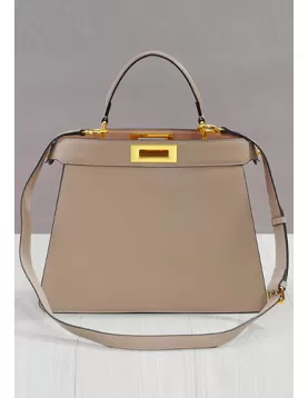 Carrie Leather Bag With Gold Hardware Beige
