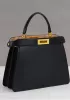 Carrie Leather Bag With Gold Hardware Black