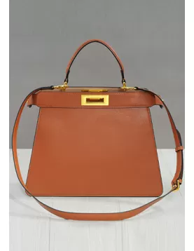 Carrie Leather Bag With Gold Hardware Camel