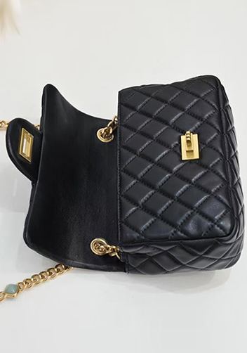 Adele Flap Small Bag Gemstone Chain Black