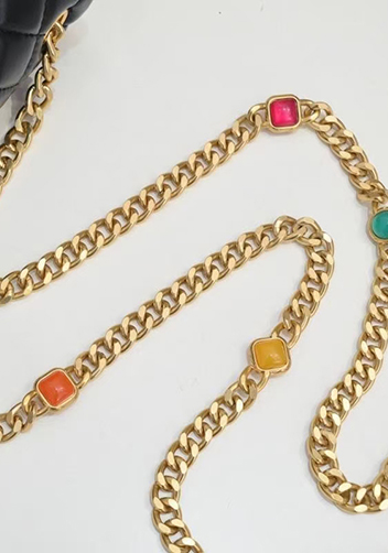 Adele Flap Small Bag Gemstone Chain Black