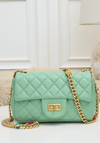 Adele Flap Small Bag Gemstone Chain Green