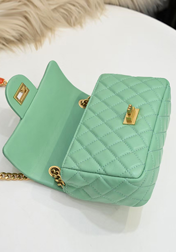 Adele Flap Small Bag Gemstone Chain Green