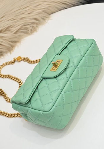 Adele Flap Small Bag Gemstone Chain Green