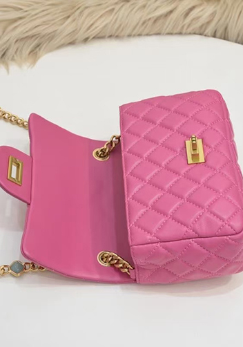 Adele Flap Small Bag Gemstone Chain Pink