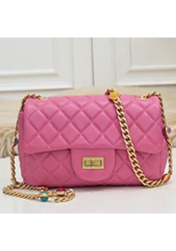 Adele Flap Small Bag Gemstone Chain Pink