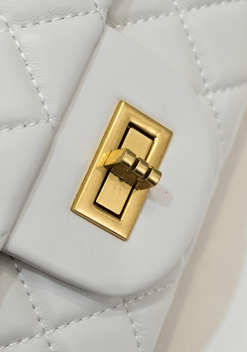 Adele Flap Small Bag Gemstone Chain White