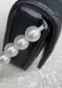 Adeline Leather Shoulder Bag Pearls Chain Black