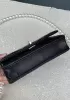 Adeline Leather Shoulder Bag Pearls Chain Black