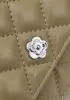 Adeline Leather Shoulder Bag Pearls Chain Flower Beige