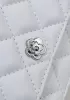 Adeline Leather Shoulder Bag Pearls Chain Flower White