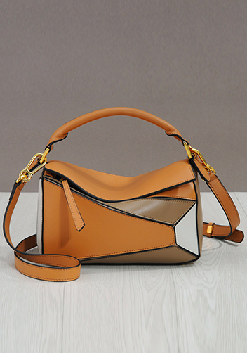 Adrienne Geometry Leather Shoulder Bag Gold Hardware Multicolor