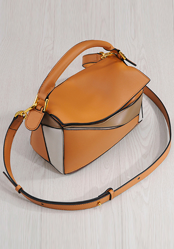 Adrienne Geometry Leather Shoulder Bag Gold Hardware Multicolor