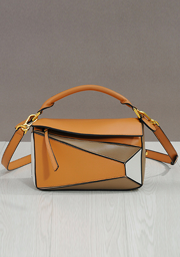 Adrienne Geometry Leather Shoulder Bag Gold Hardware Multicolor