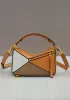 Adrienne Geometry Leather Shoulder Bag Gold Hardware Multicolor