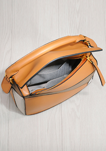 Adrienne Geometry Leather Shoulder Bag Gold Hardware Multicolor