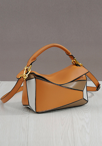 Adrienne Geometry Leather Shoulder Bag Gold Hardware Multicolor