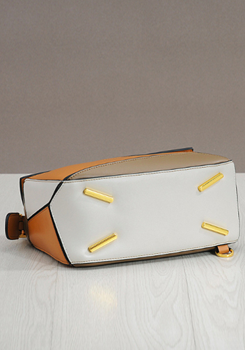 Adrienne Geometry Leather Shoulder Bag Gold Hardware Multicolor
