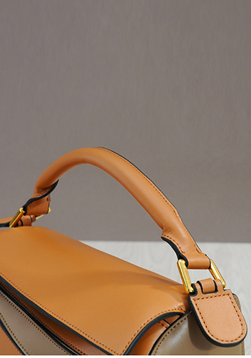 Adrienne Geometry Leather Shoulder Bag Gold Hardware Multicolor
