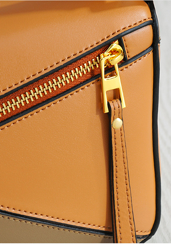 Adrienne Geometry Leather Shoulder Bag Gold Hardware Multicolor
