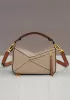 Adrienne Geometry Leather Shoulder Bag Gold Hardware Sand