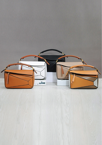 Adrienne Geometry Leather Shoulder Bag Gold Hardware Sand