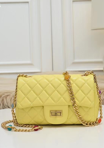 Adele Flap Small Bag Gemstone Chain Yellow