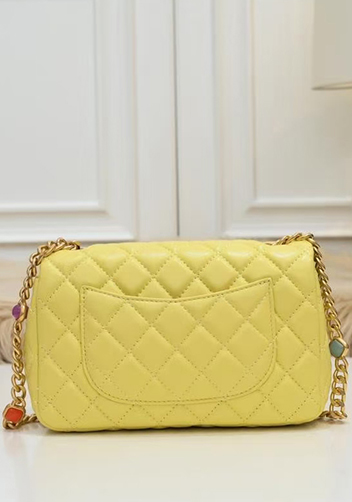 Adele Flap Small Bag Gemstone Chain Yellow