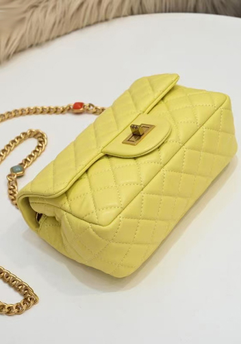 Adele Flap Small Bag Gemstone Chain Yellow