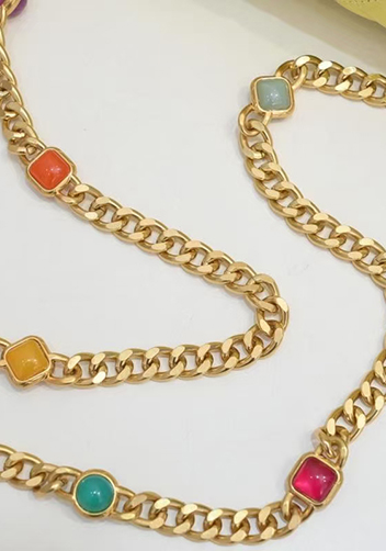 Adele Flap Small Bag Gemstone Chain Yellow