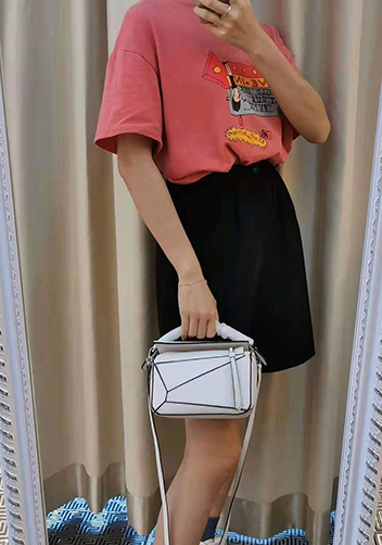 ADRIENNE MINI GEOMETRY LEATHER BAG WHITE