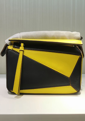 ADRIENNE MINI GEOMETRY LEATHER BAG YELLOW BLACK