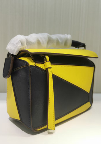 ADRIENNE MINI GEOMETRY LEATHER BAG YELLOW BLACK