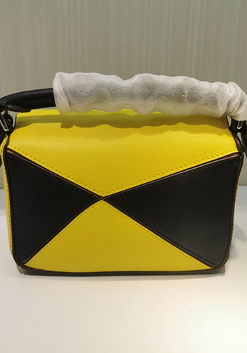 ADRIENNE MINI GEOMETRY LEATHER BAG YELLOW BLACK