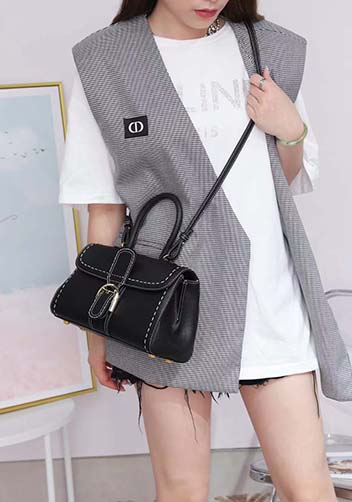 Hurricane Leather Shoulder Bag Black
