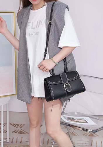 Hurricane Leather Shoulder Bag Black