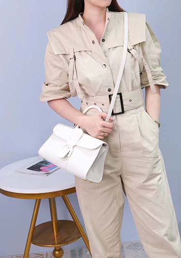 Hurricane Smooth Leather Shoulder Bag White