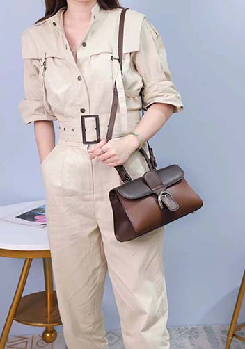 Hurricane Smooth Leather Shoulder Bag Coffee