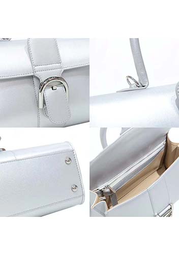 Hurricane Smooth Leather Shoulder Bag Sliver